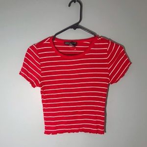 🌸 3/$15 Red striped stretchy Large Crop Top 🌸